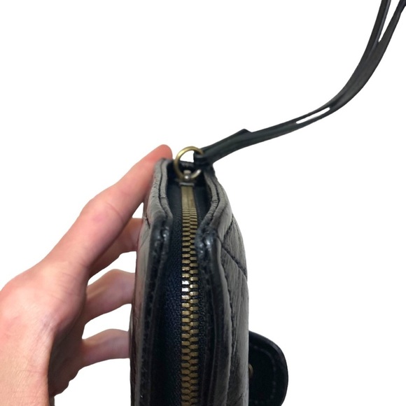Hobo black leather wristlet clutch bag